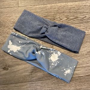 Blue Grey Hues Twisted Stretch Headbands Paint Splash Heather Blue NEW